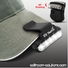 ThorFire 5 LED Clip-on Cap Hat Visor Head Light Lamp Emergency Flashlight Torch，Hands Free 90° Rotatable for Exploration Hiking Hunting Camping Fishing